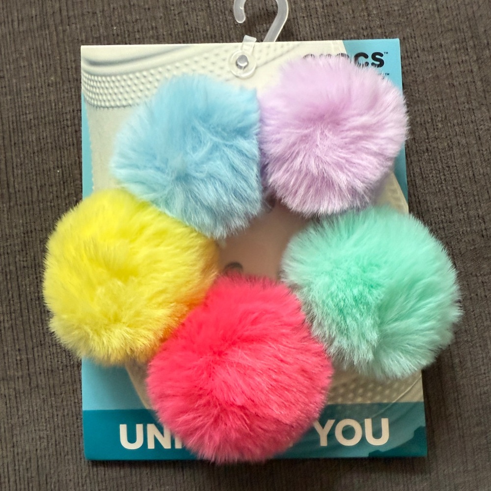CROCS Pom Pom Bright Color Puff Ball 5 pack Jibbitz shoe accessories